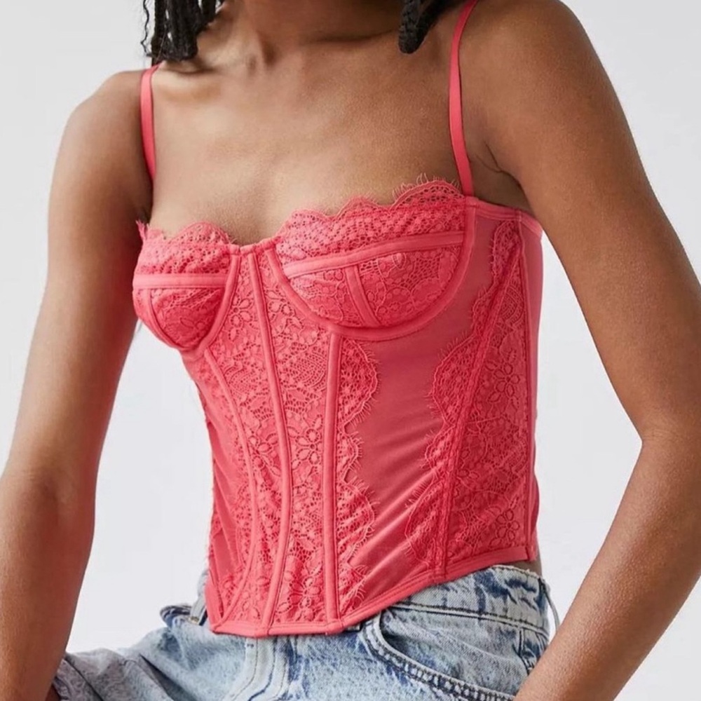 Urban Outfitters Out From Under Modern Love Corset in Hot Pink